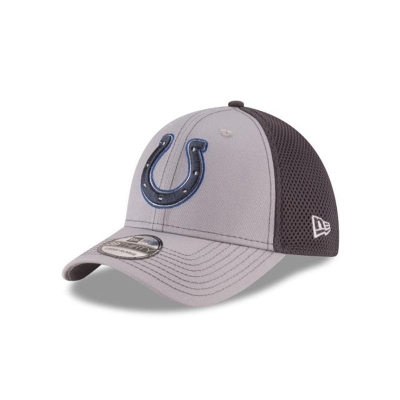 Grey Indianapolis Colts Hat - New Era NFL Grayed Out 39THIRTY Stretch Fit Caps USA3982571